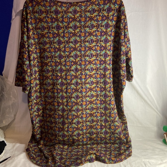 EUC women’s LuLa Roe shirt dress purple green yellow - Picture 3 of 3